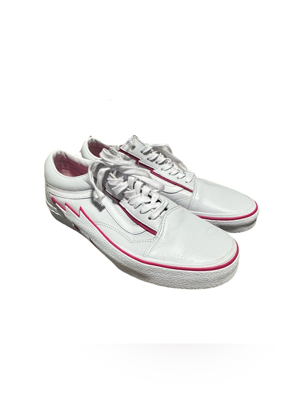 Vans Old Skool Bolt Sneakers Men's 12 Leather Shoe White Pink Lace Up Skater NWT
